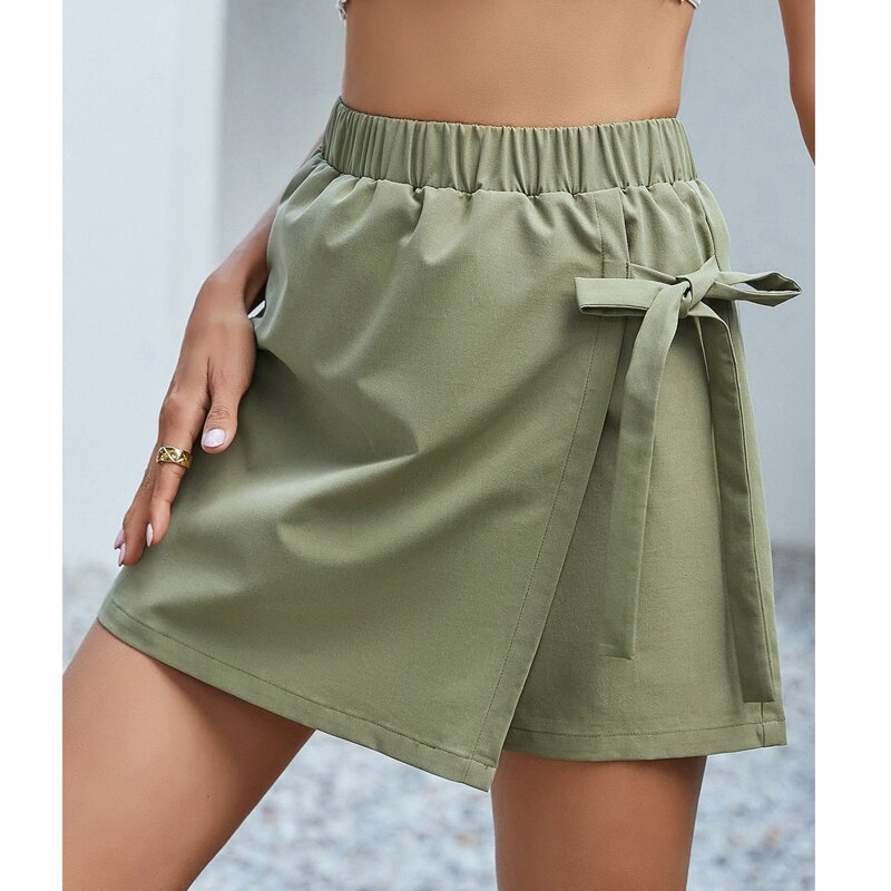 

Tie Side Culotte Shorts, Mint green