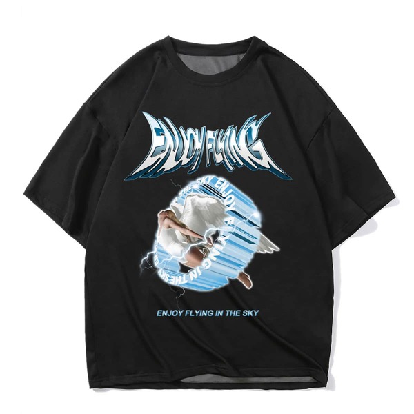 

Men Slogan And Figure Graphic Tee, Black