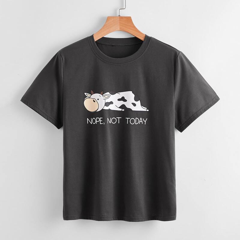 

Cow Print Tee, Dark grey