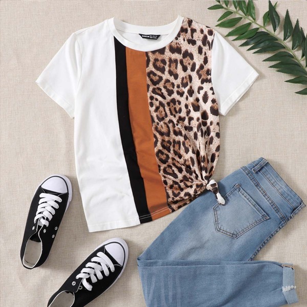 

Leopard Color Block Tee, Multicolor