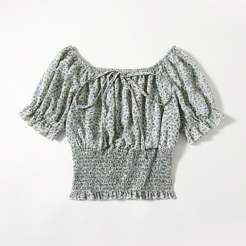 

Ditsy Floral Shirred Crop Top, Multicolor