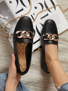 SHUZIA Mocasines de piel sintética con detalle de cadena - Negro - Ver 3