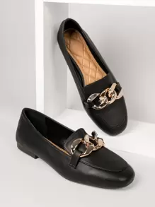 SHUZIA Mocasines de piel sintética con detalle de cadena - Negro - Ver 4