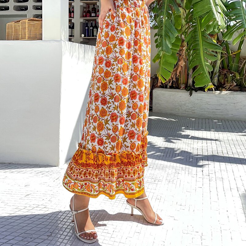 

Floral Print Ruffle Hem Skirt, Multicolor