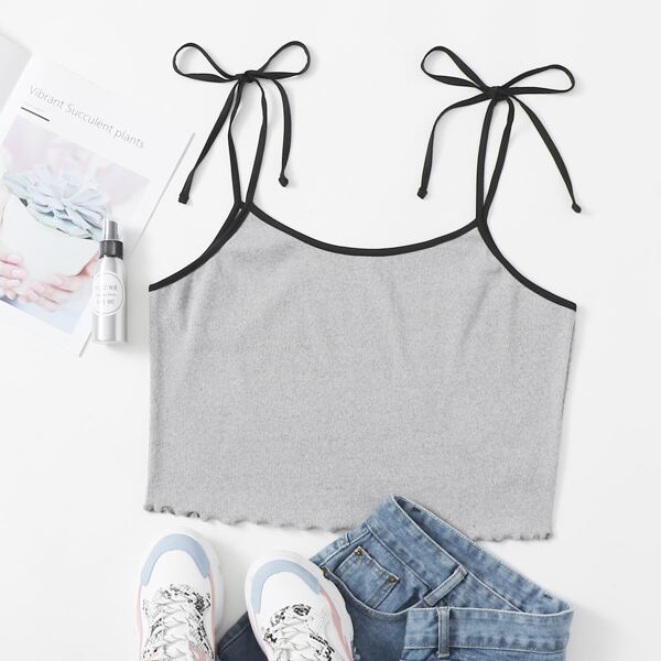 

Plus Binding Knot Cami Top, Light grey