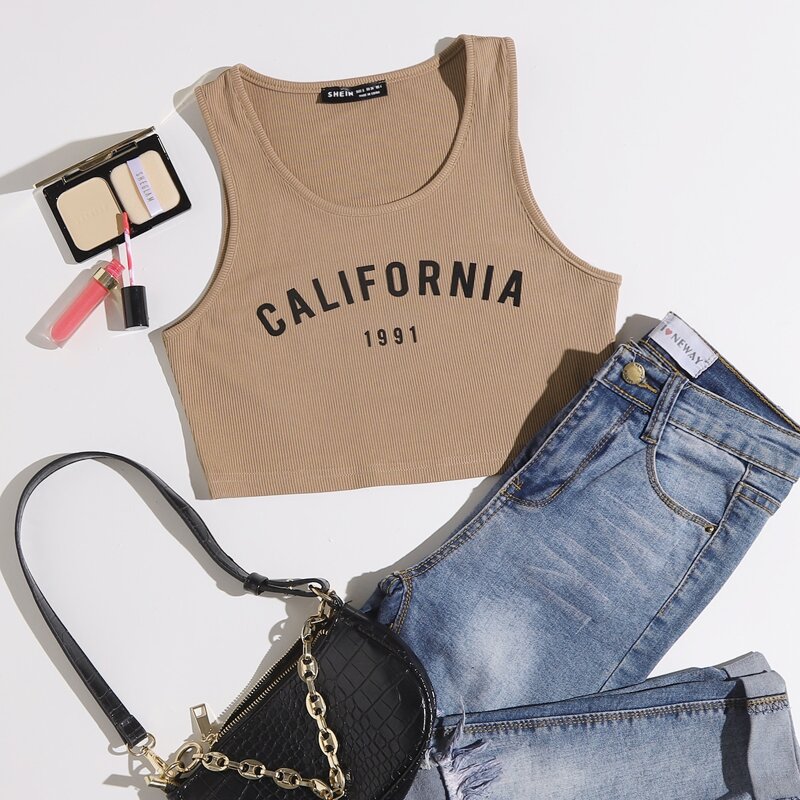 

Letter Graphic Tank Top, Khaki