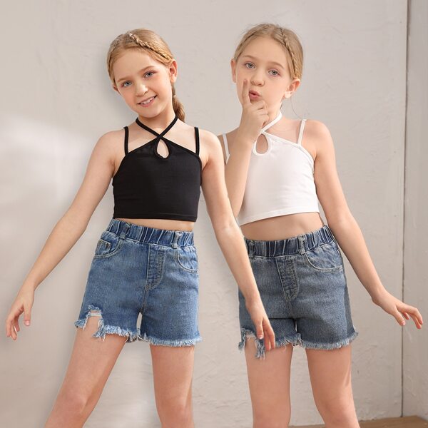 

Girls 2 Pack Crisscross Neck Cami Top, Black and white
