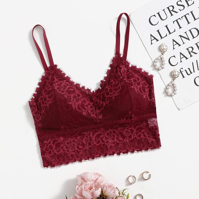

Solid Lace Bralette, Burgundy