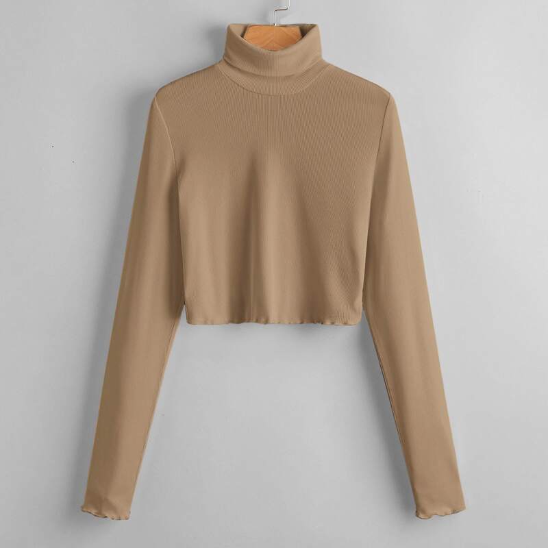 

Turtle Neck Crop Tee, Khaki