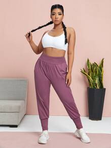 Pantalones deportivos unicolor súper elástico - Morado - Ver 1