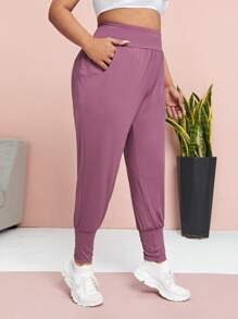 Pantalones deportivos unicolor súper elástico - Morado - Ver 6