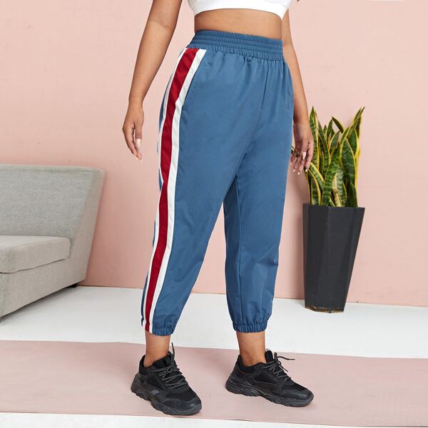 

Plus Side Striped Capris Sports Pants, Navy blue