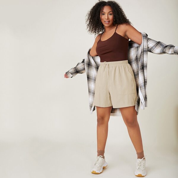 

Plus Drawstring Waist Shorts, Khaki