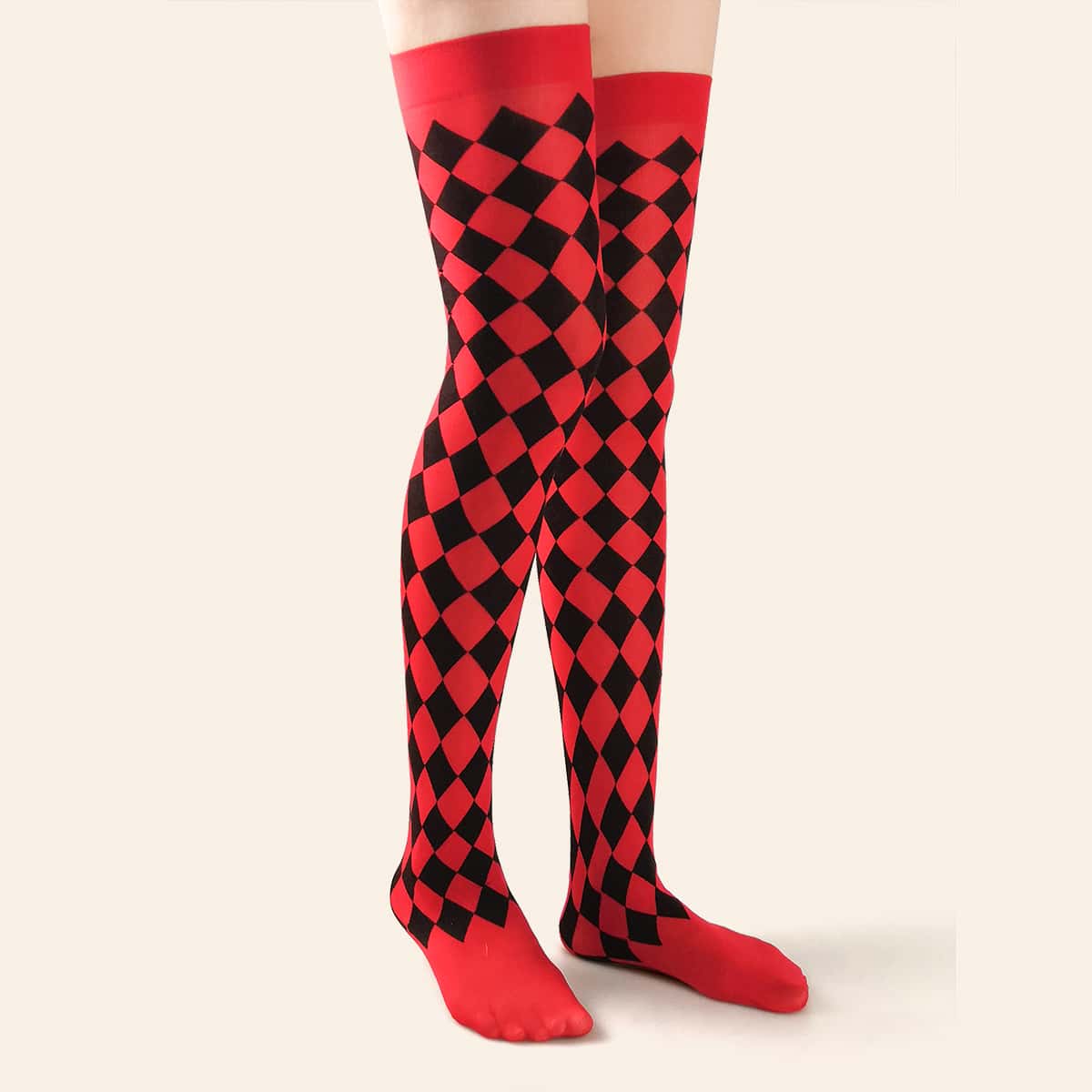 

Plaid Pattern Thigh Length Socks, Multicolor