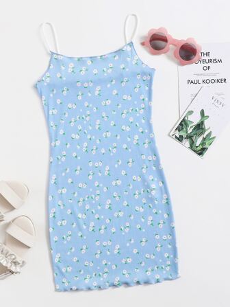 فستان مزهر ومقلم خس للبنات