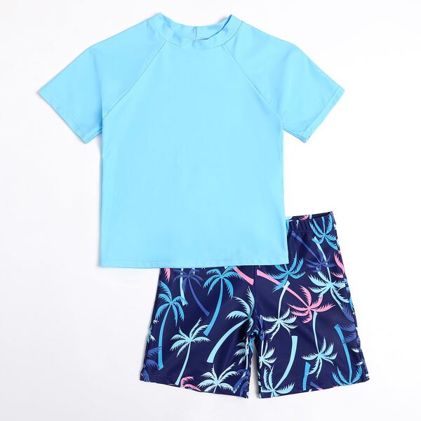 

Boys Palm Tree Print Swimsuit, Multicolor