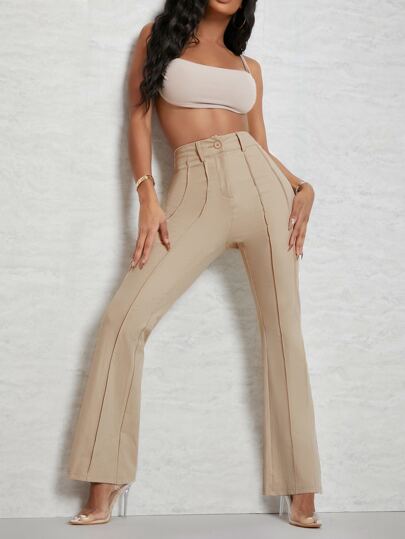 سروال عريض فيه طيات خصر عالي