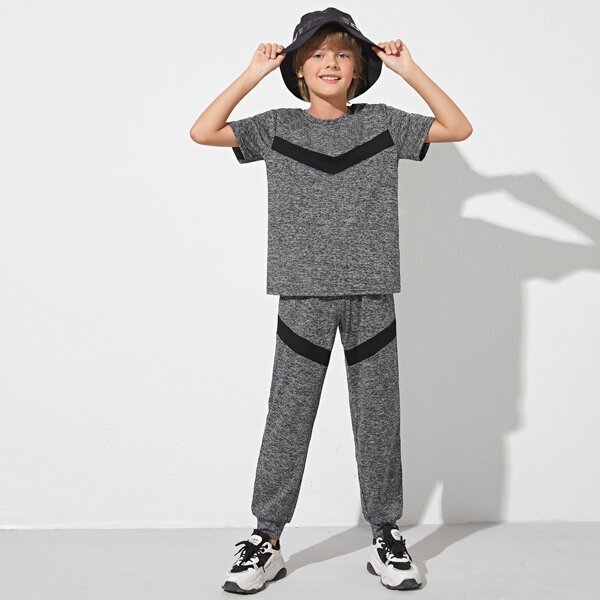 

Boys Marled Knit Colorblock Top & Joggers Set, Dark grey