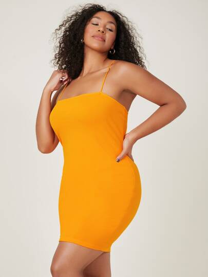 Plus Cotton Solid Bodycon Dress
