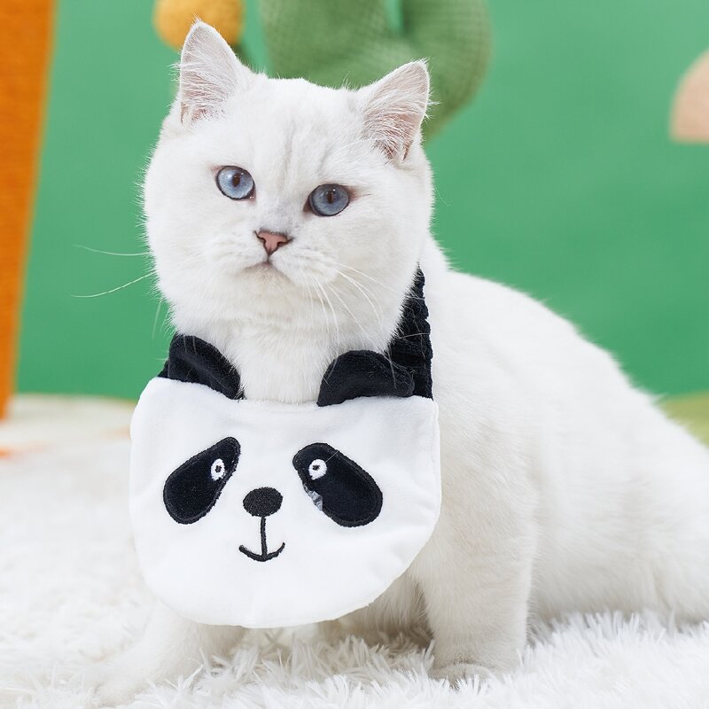 

Panda Pattern Pet Bandana, Black and white