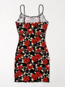 SHEIN Privé 花卉生菜邊包臀洋裝 - 彩色 - 查看 2