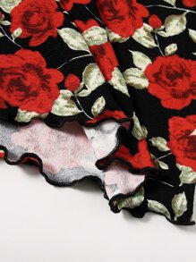 SHEIN Privé 花卉生菜邊包臀洋裝 - 彩色 - 查看 5