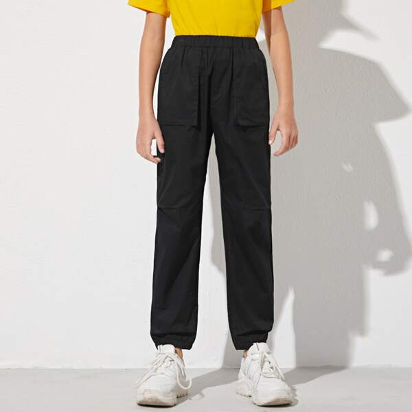 

Boys Elastic Waist Pocket Pants, Black