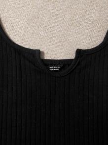 SHEIN 2 packs de camiseta de punto de cuello con muesca - Blanco y Negro - Ver 4