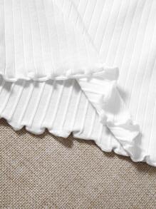 SHEIN 2 packs de camiseta de punto de cuello con muesca - Blanco y Negro - Ver 5