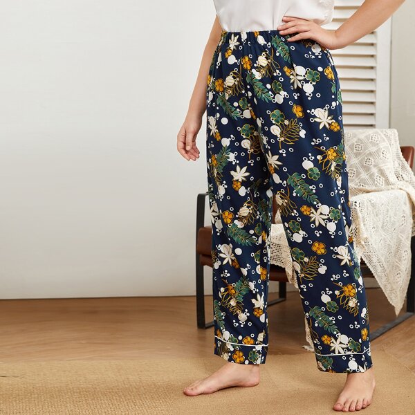 

Plus Floral And Polka Dot Sleep Pants, Multicolor