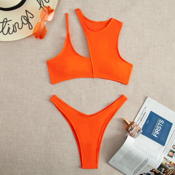 

Cut-out High Cut Bikini Swimsuit, Orange