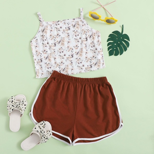 

Girls Ditsy Floral Cami Top & Track Shorts Set, Multicolor