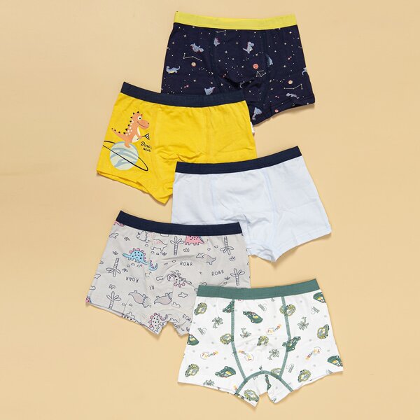 

Toddler Boys 5 Pack Dinosaur And Galaxy Print Boxer Brief, Multicolor