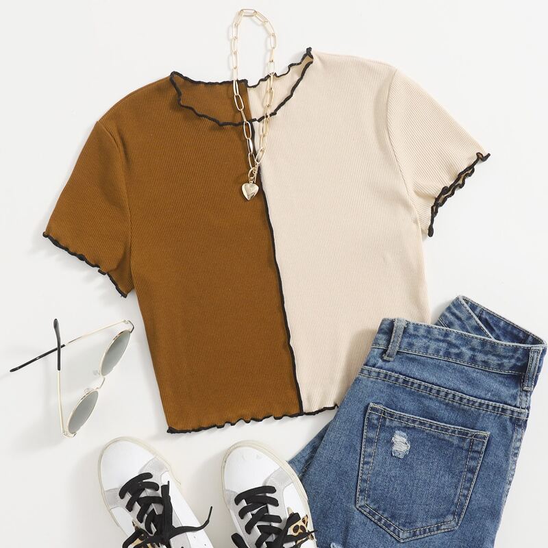 

Lettuce Trim Two Tone Tee, Multicolor