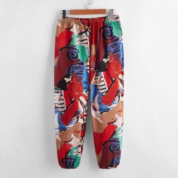 

Oil Painting Print Carrot Pants, Multicolor