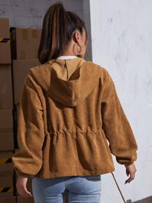 SHEIN Drop Shoulder Drawstring Waist Cord Jacket