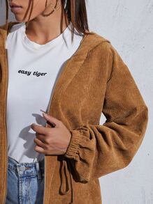 SHEIN Drop Shoulder Drawstring Waist Cord Jacket