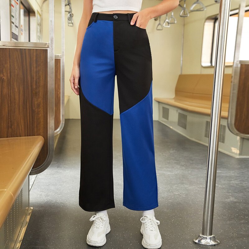 

Color Block Straight Leg Pants, Multicolor