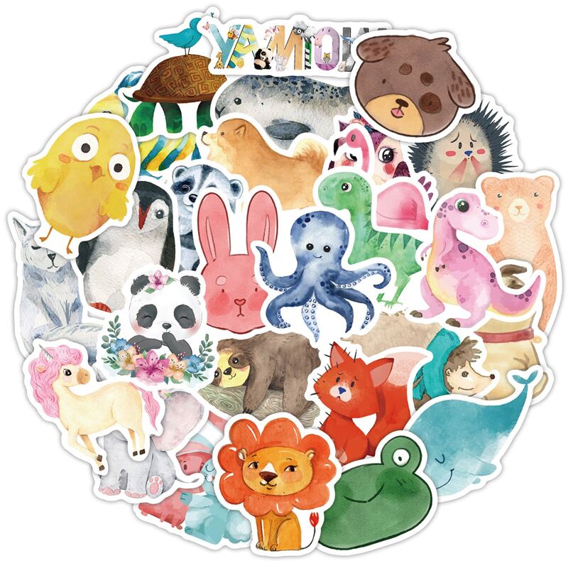 

80pcs Cartoon Animal Pattern Sticker, Multicolor