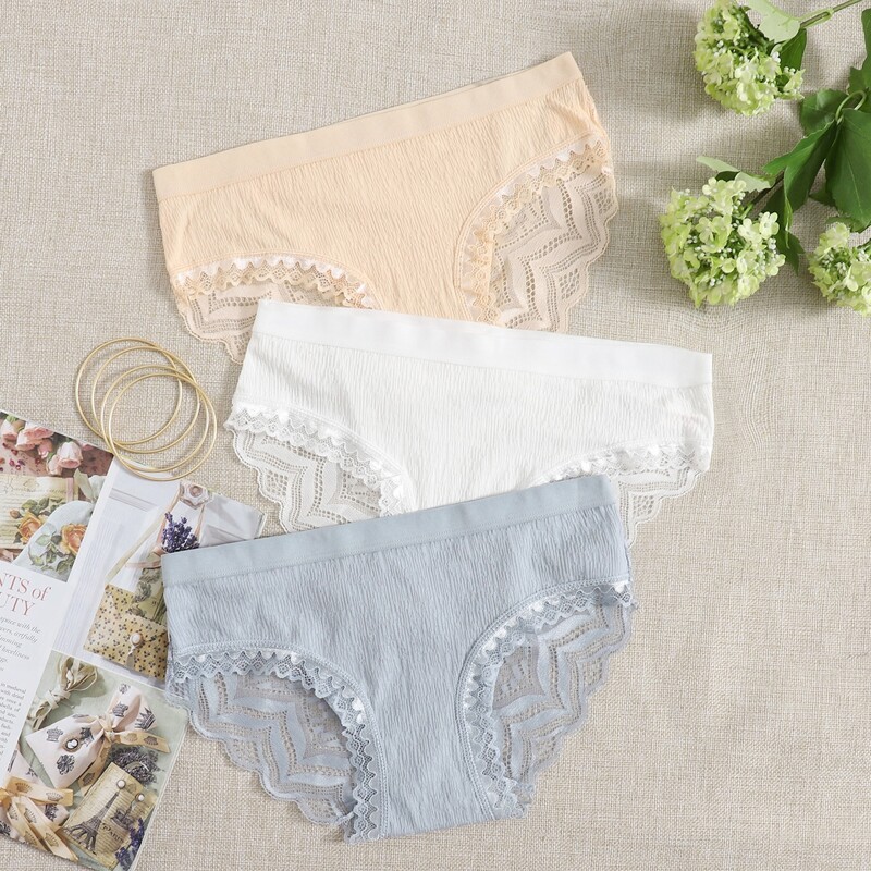 

3pack Contrast Lace Panty Set, Multicolor