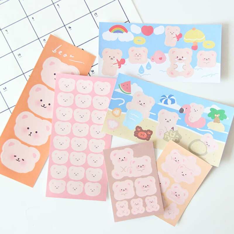 

1sheet Cartoon Bear Print Random Sticker, Multicolor