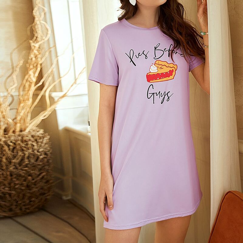 

Cake And Letter Graphic Nightdress, Lilac purple