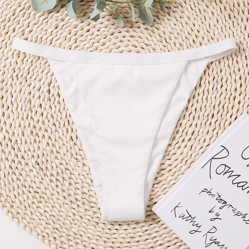 

Ribbed Tanga Bikini Bottom, White