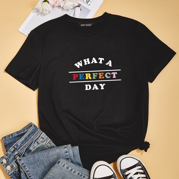 

Slogan Graphic Short Sleeve Tee, Black