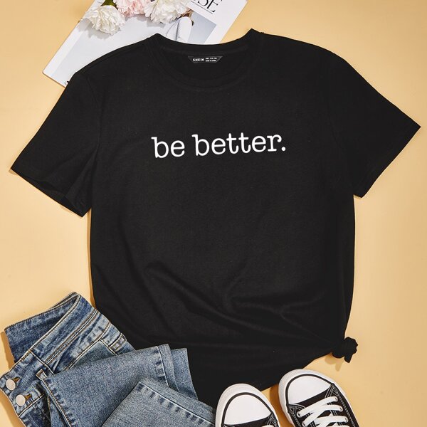 

Slogan Graphic Short Sleeve Tee, Black