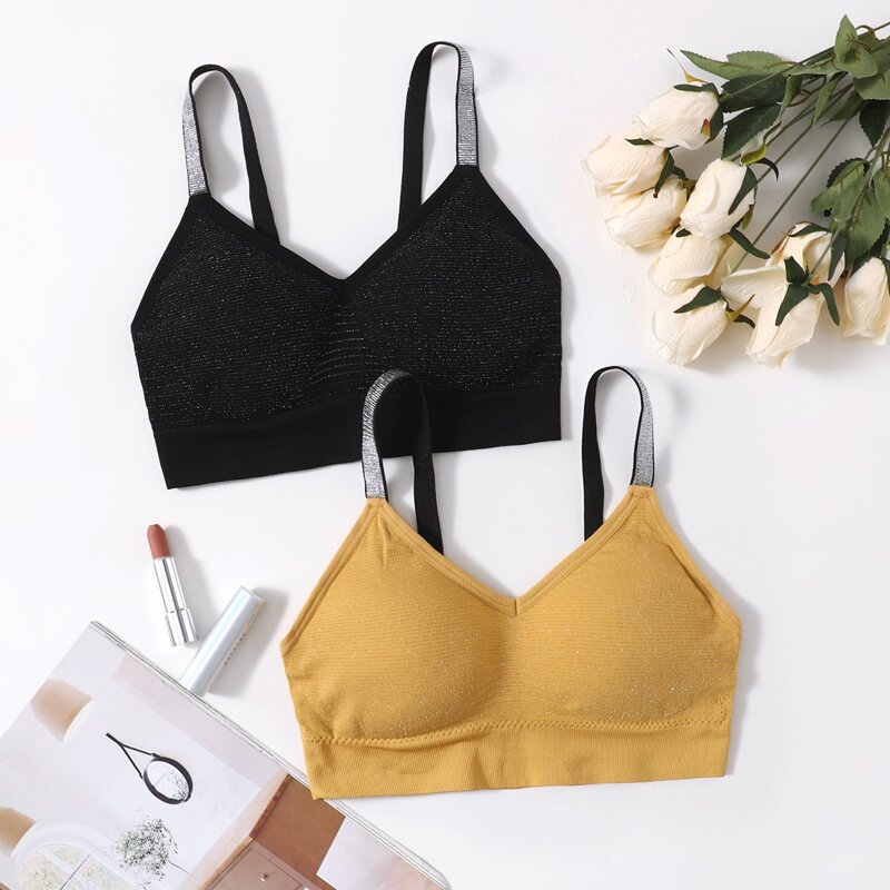

2pack Glitter Bralette Set, Multicolor