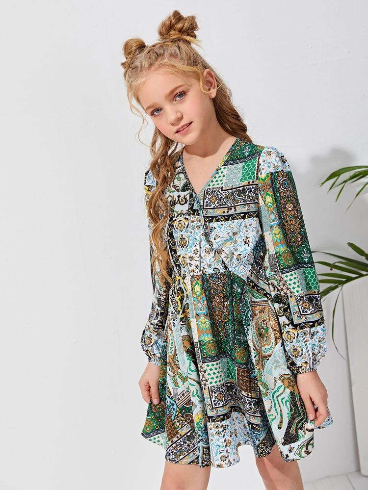 SHEIN Đầm Gái Trọn gói Hoa Boho - Nhiều màu - Xem 1