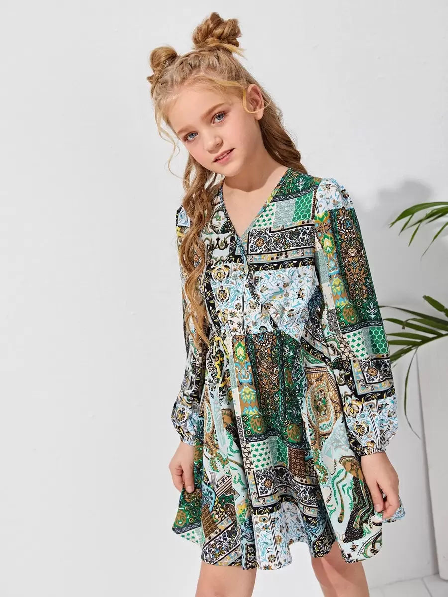 SHEIN Đầm Gái Trọn gói Hoa Boho - Nhiều màu - Xem 1