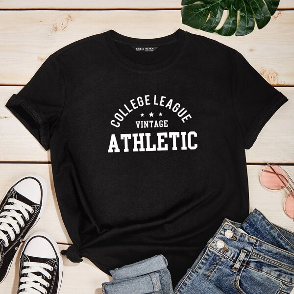 

Letter & Star Print Tee, Black