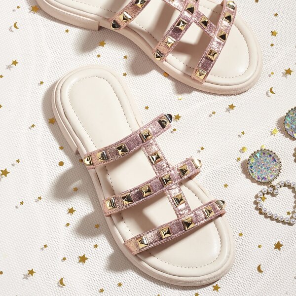 

Toddler Girls Spiked Decor Caged Slides, Pink